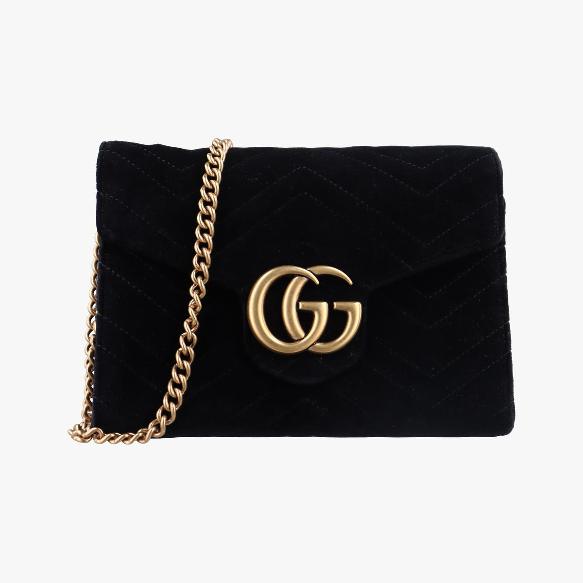 Pre-owned Gucci GG Marmont Black velour 474575 shoulderbag | stylenewstar