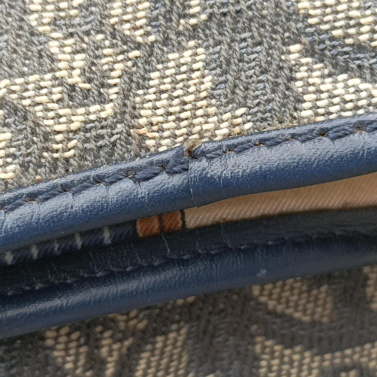 Pre-owned Christian Dior Saddle Navy jacquard×Leather  shoulderbag | stylenewstar