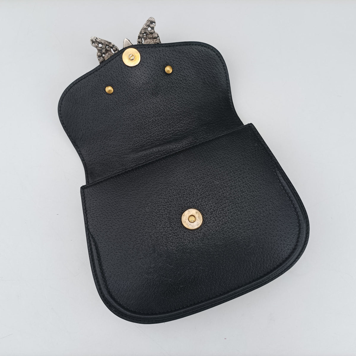Pre-owned Gucci Totem  Sherry line Butterfly Black Leather 505387 shoulderbag | stylenewstar