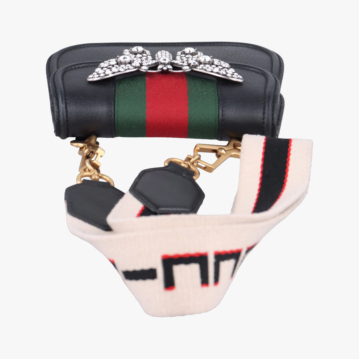 Pre-owned Gucci Totem  Sherry line Butterfly Black Leather 505387 shoulderbag | stylenewstar