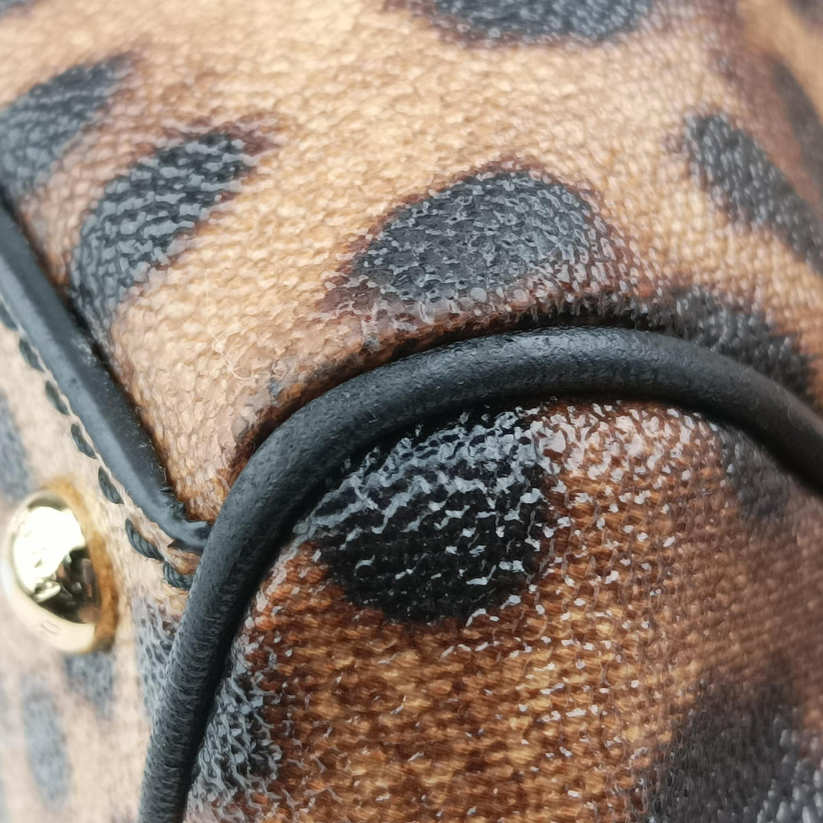Pre-owned Dolce & Gabbana Leopard Print Tote Brown Leather  shoulderbag | stylenewstar