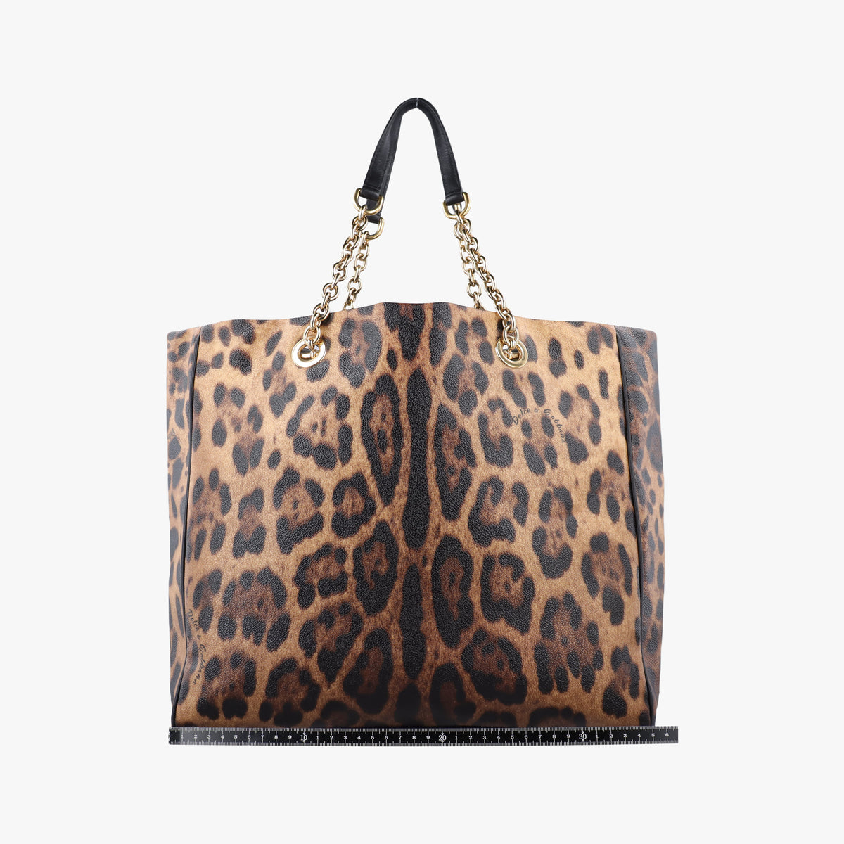Pre-owned Dolce & Gabbana Leopard Print Tote Brown Leather  shoulderbag | stylenewstar