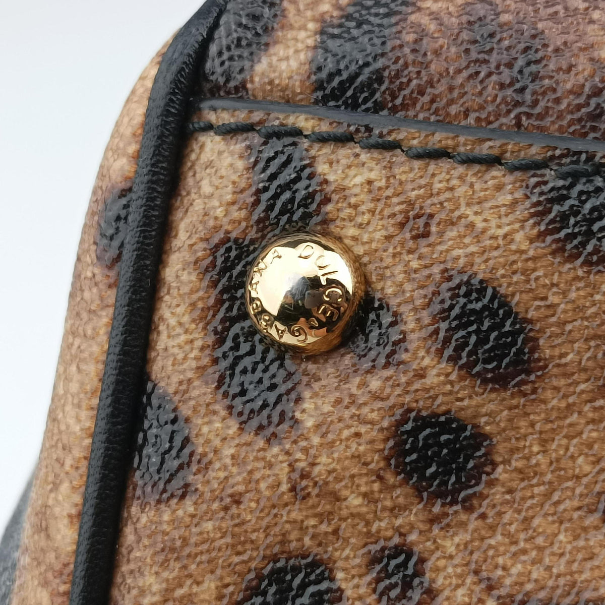 Pre-owned Dolce & Gabbana Leopard Print Tote Brown Leather  shoulderbag | stylenewstar