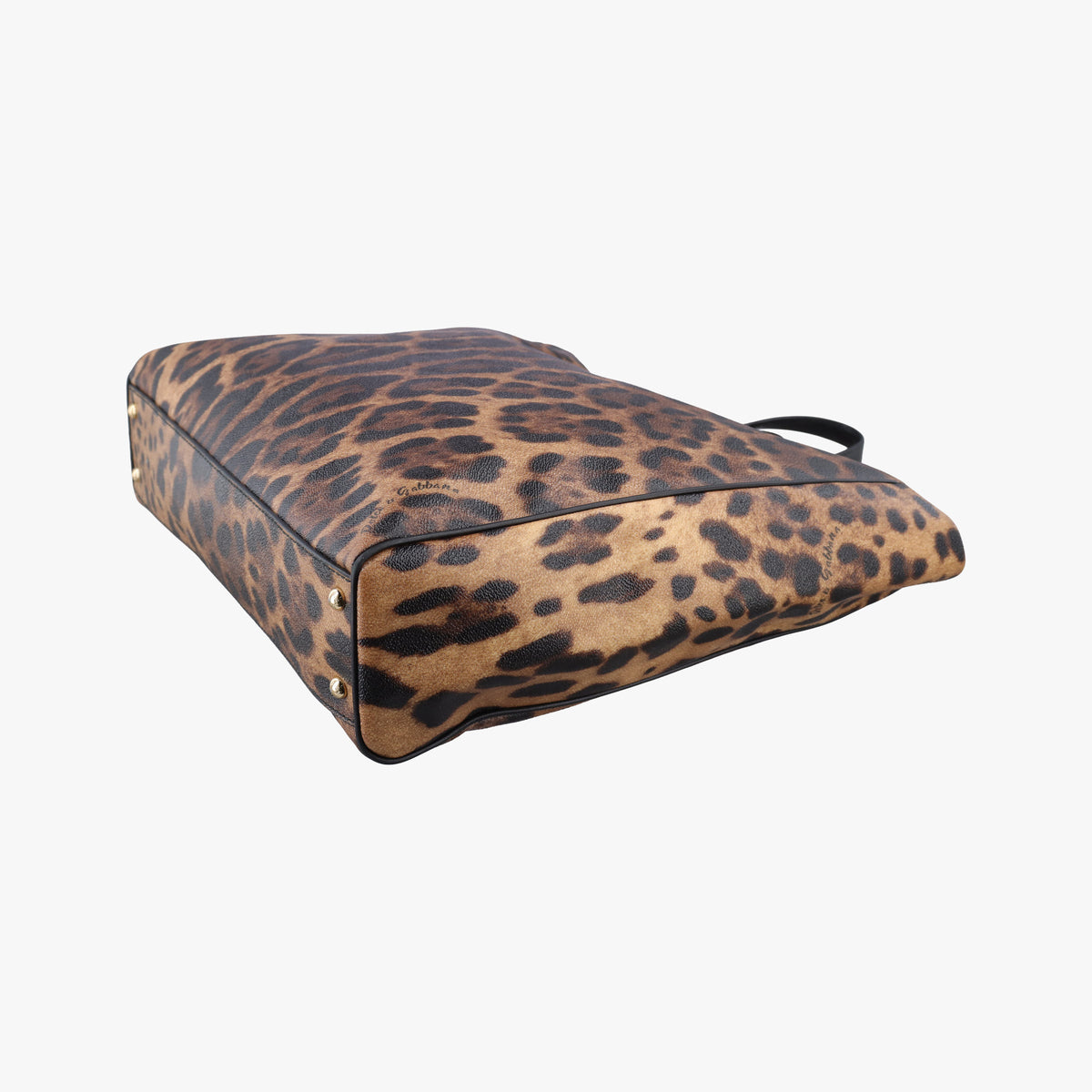 Pre-owned Dolce & Gabbana Leopard Print Tote Brown Leather  shoulderbag | stylenewstar