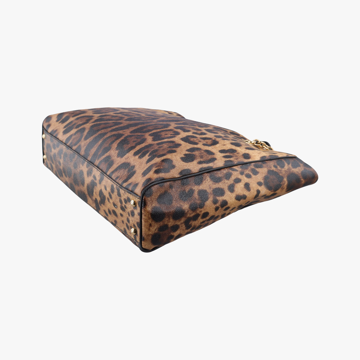 Pre-owned Dolce & Gabbana Leopard Print Tote Brown Leather  shoulderbag | stylenewstar