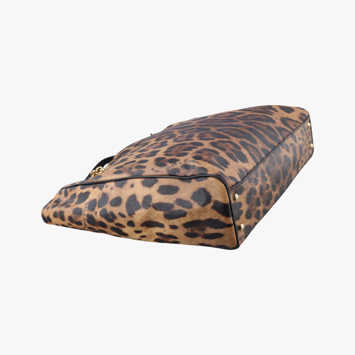 Pre-owned Dolce & Gabbana Leopard Print Tote Brown Leather  shoulderbag | stylenewstar