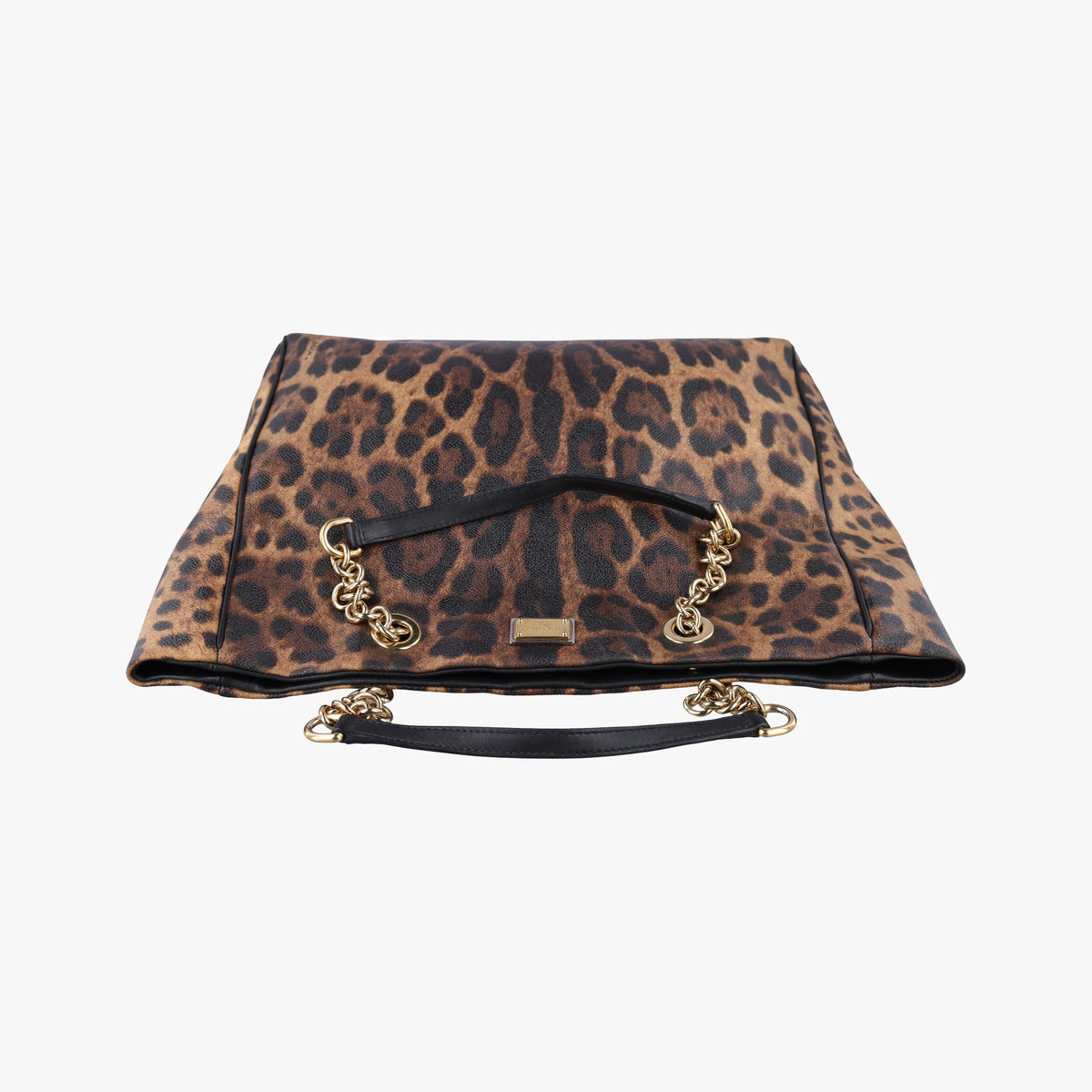 Pre-owned Dolce & Gabbana Leopard Print Tote Brown Leather  shoulderbag | stylenewstar