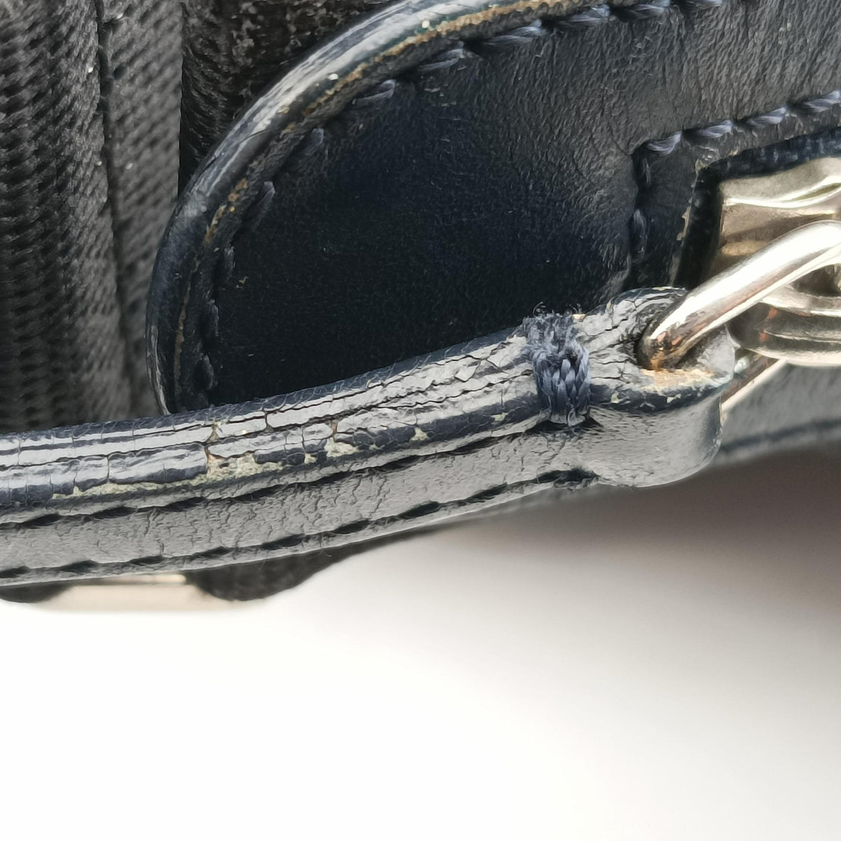 Pre-owned Christian Dior Trotter Navy Jacquard  shoulderbag | stylenewstar