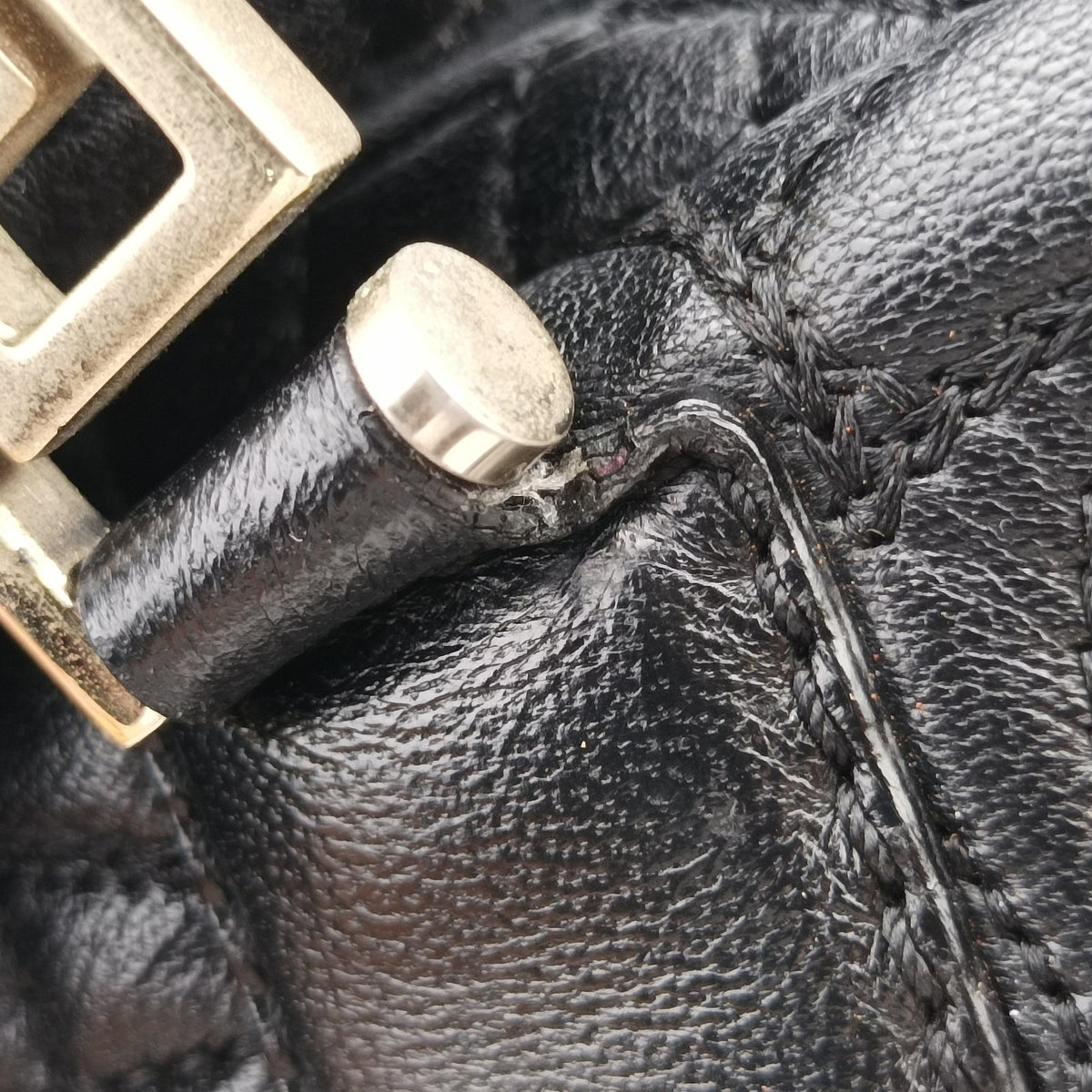 Pre-owned VERSACE Medusa Demetra Vanitas Satchel Black Leather  shoulderbag | stylenewstar