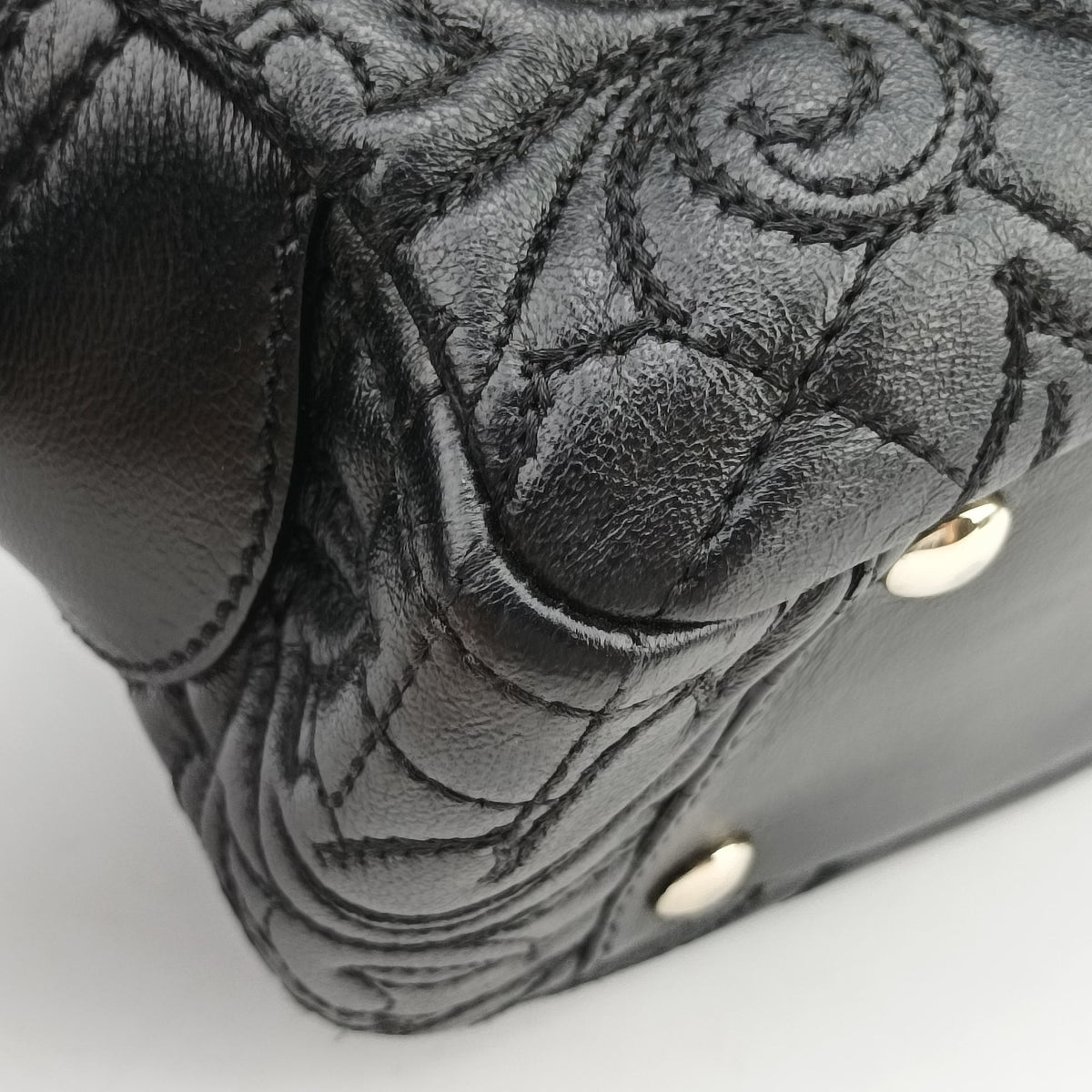 Pre-owned VERSACE Medusa Demetra Vanitas Satchel Black Leather  shoulderbag | stylenewstar