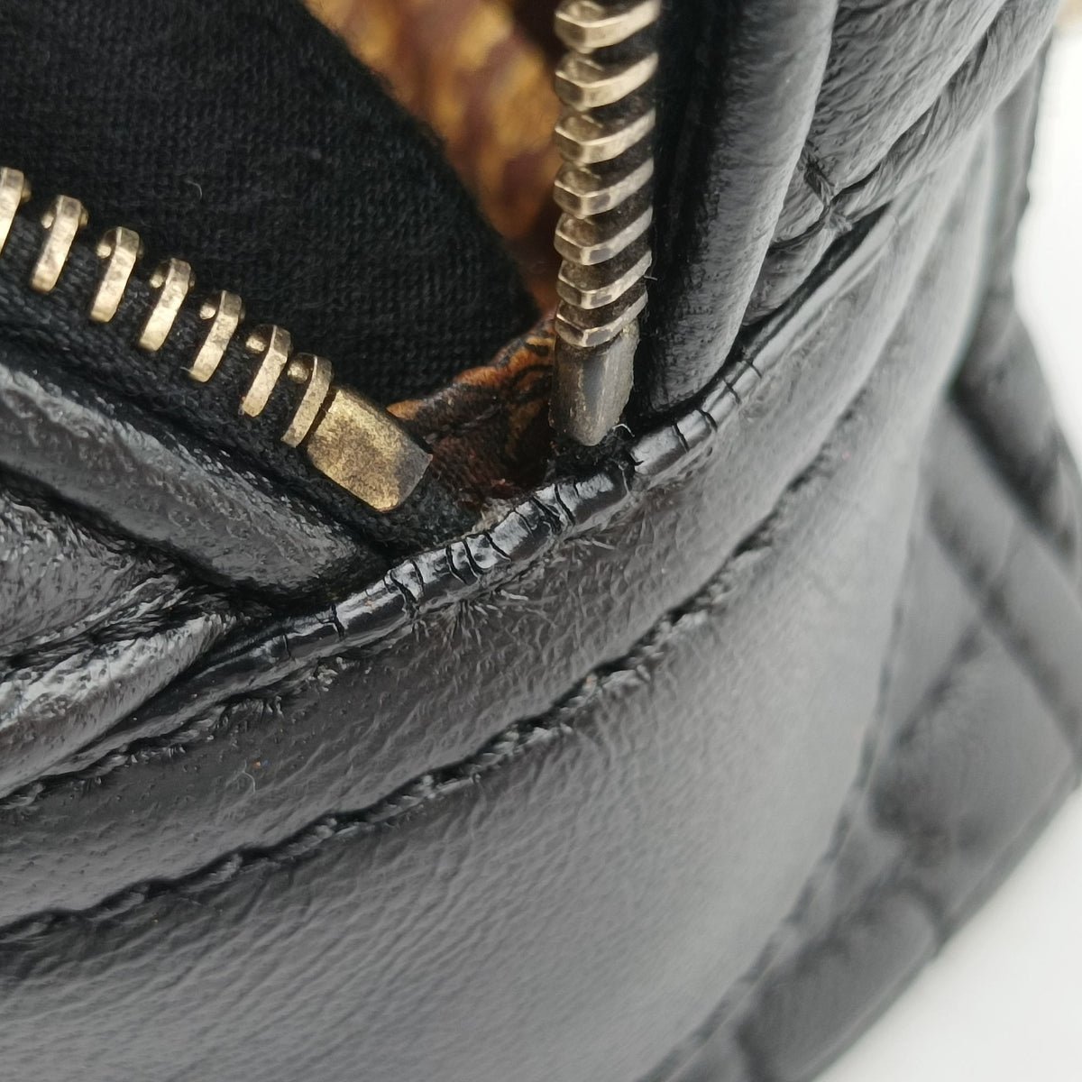 Pre-owned VERSACE Medusa Demetra Vanitas Satchel Black Leather  shoulderbag | stylenewstar