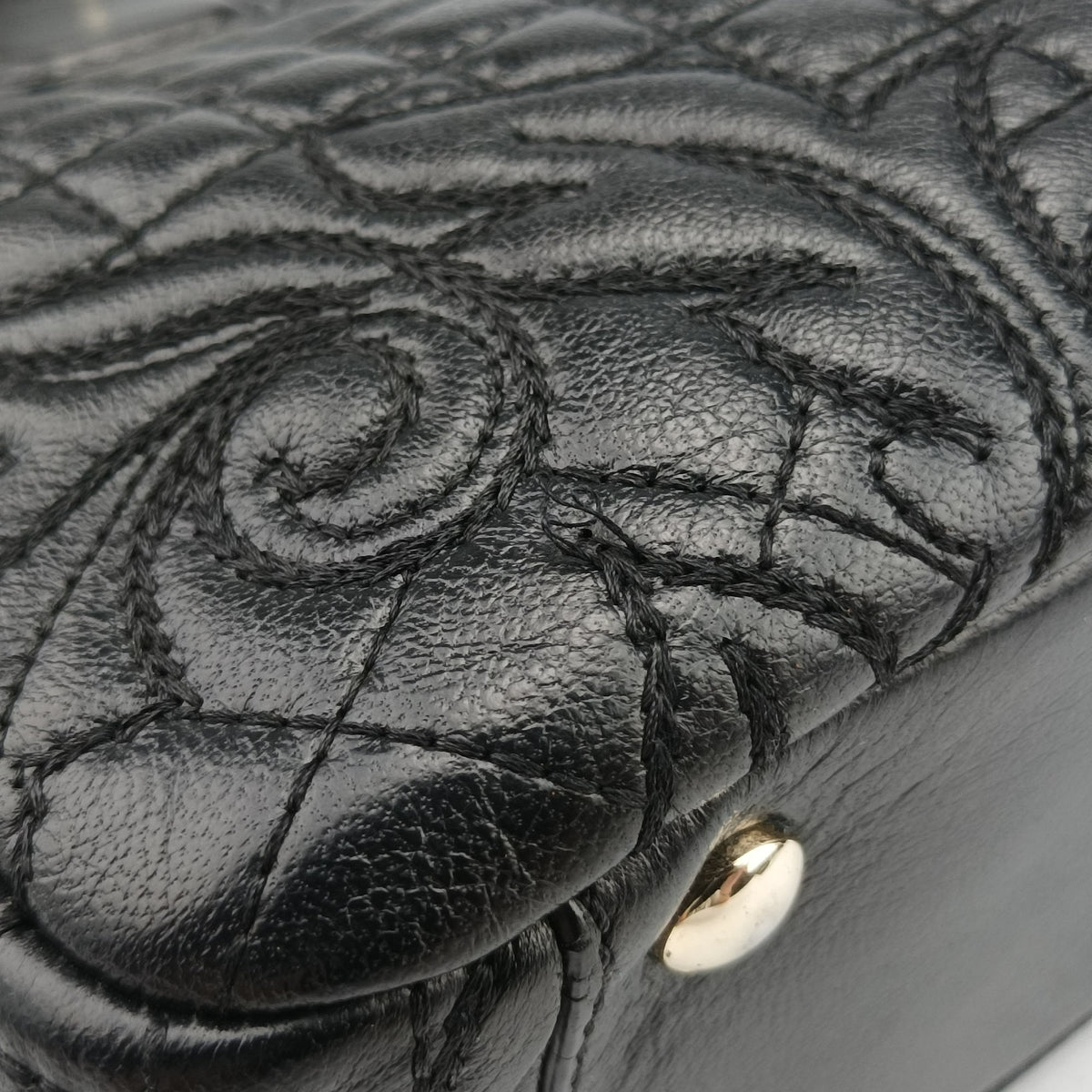 Pre-owned VERSACE Medusa Demetra Vanitas Satchel Black Leather  shoulderbag | stylenewstar