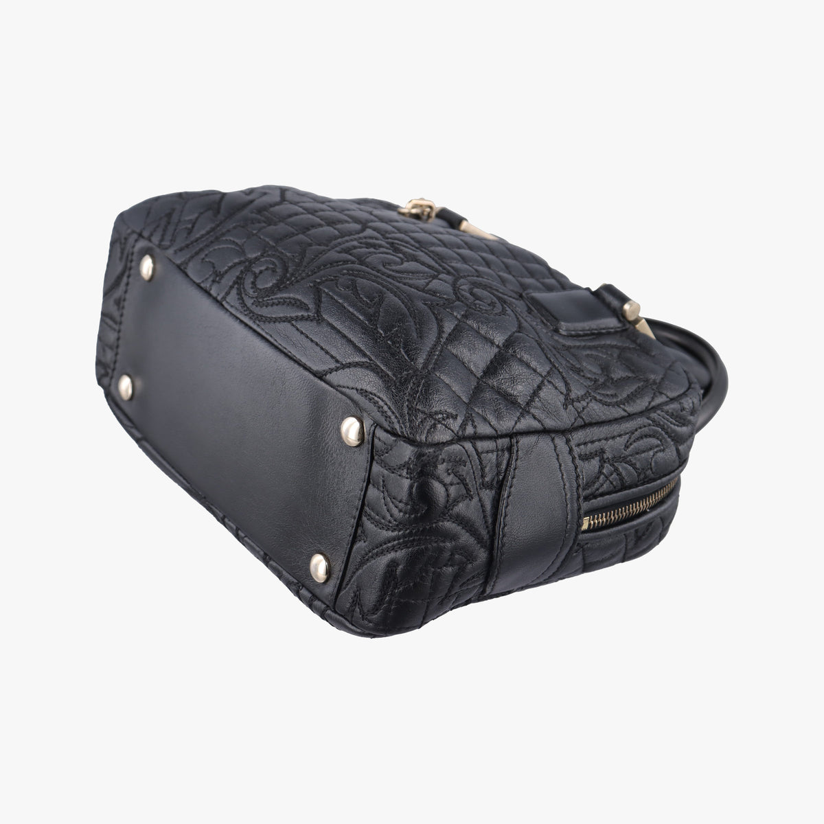 Pre-owned VERSACE Medusa Demetra Vanitas Satchel Black Leather  shoulderbag | stylenewstar