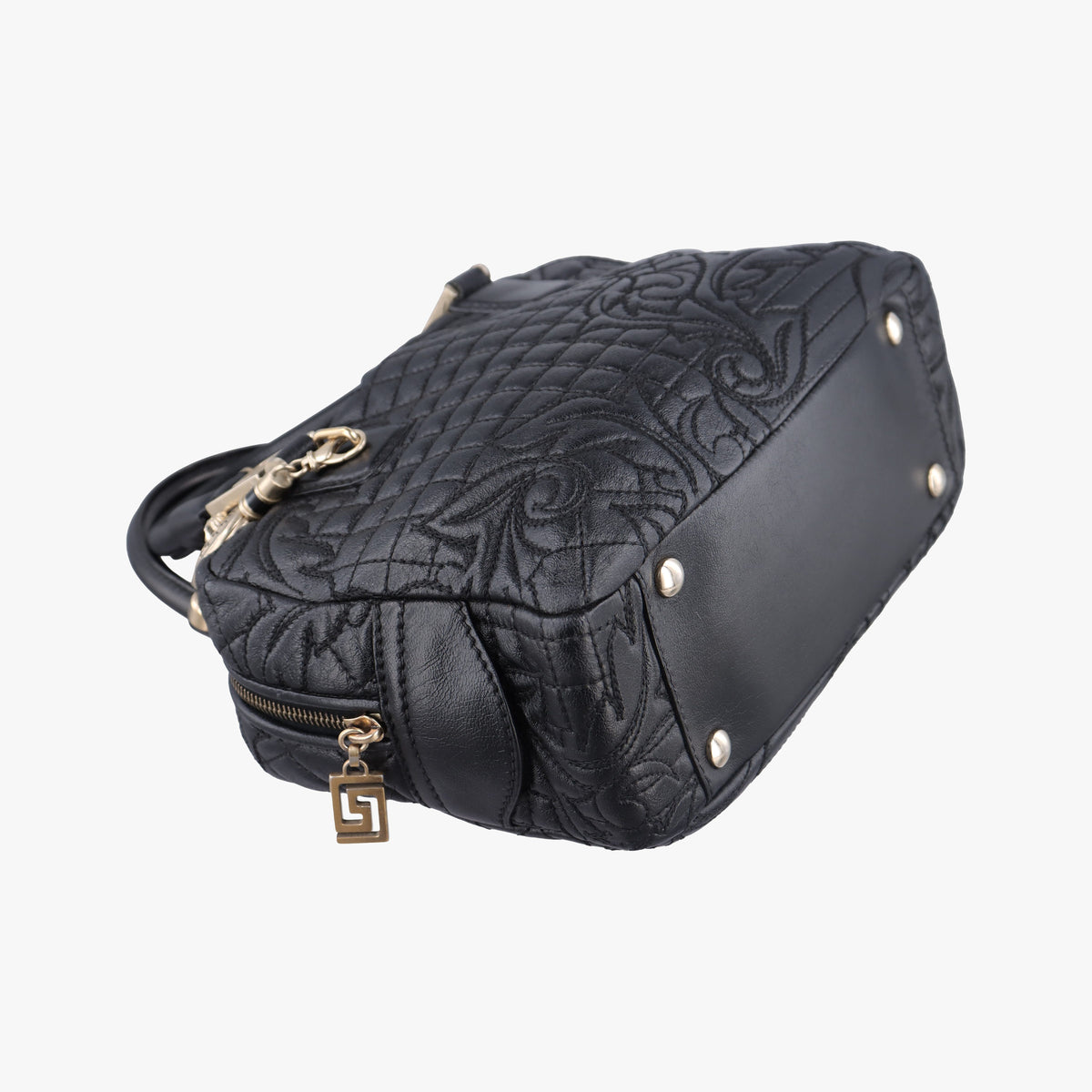 Pre-owned VERSACE Medusa Demetra Vanitas Satchel Black Leather  shoulderbag | stylenewstar