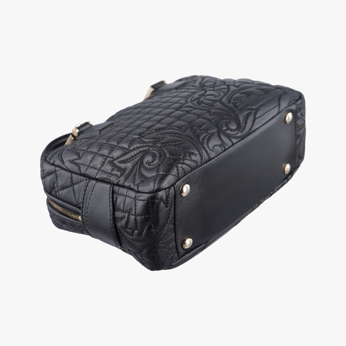 Pre-owned VERSACE Medusa Demetra Vanitas Satchel Black Leather  shoulderbag | stylenewstar