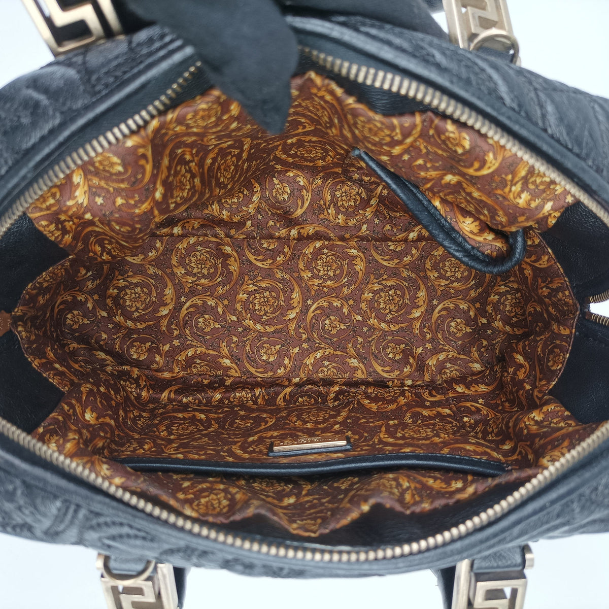 Pre-owned VERSACE Medusa Demetra Vanitas Satchel Black Leather  shoulderbag | stylenewstar
