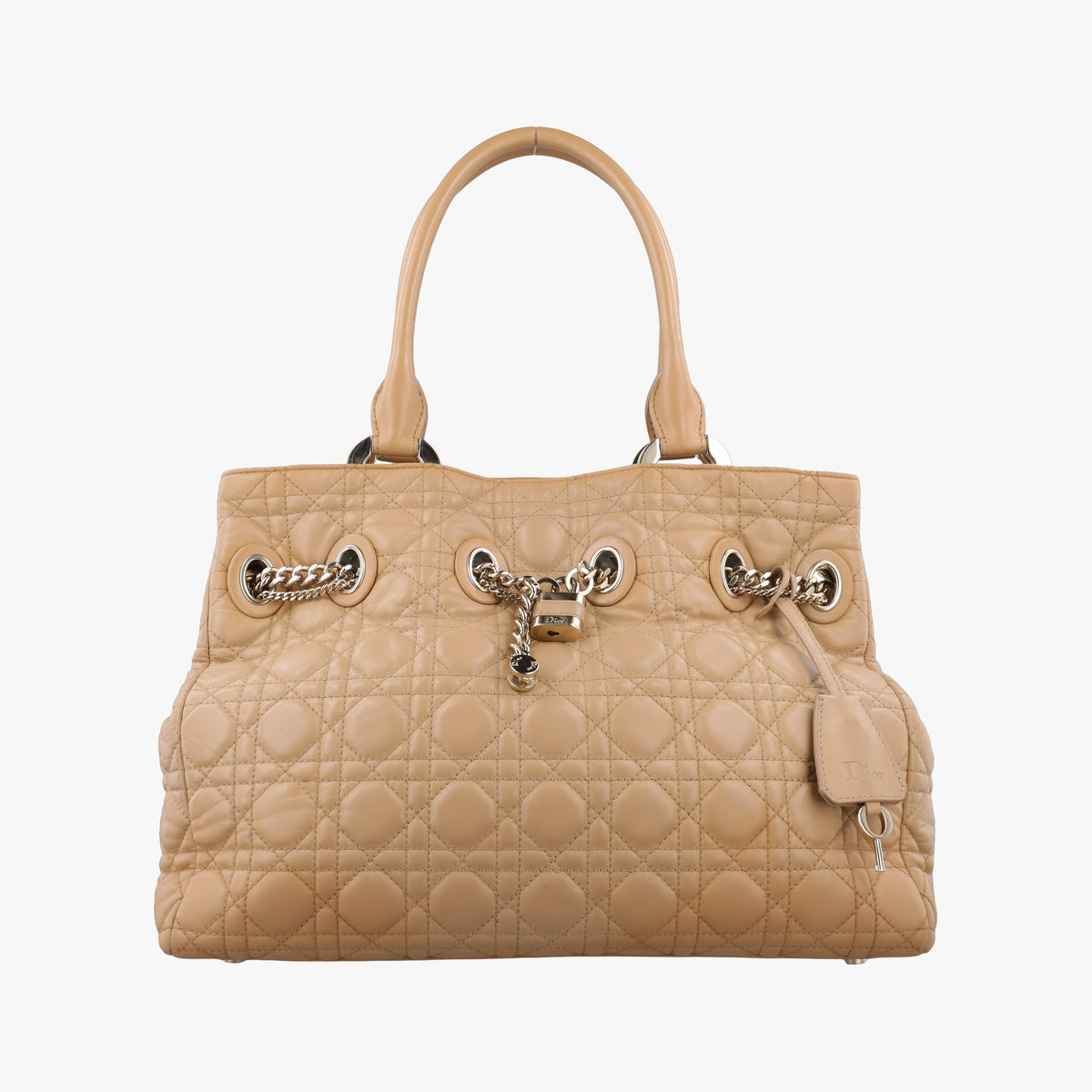 Pre-owned Christian Dior Cannage stitching Camel Lambskin  handbag | stylenewstar