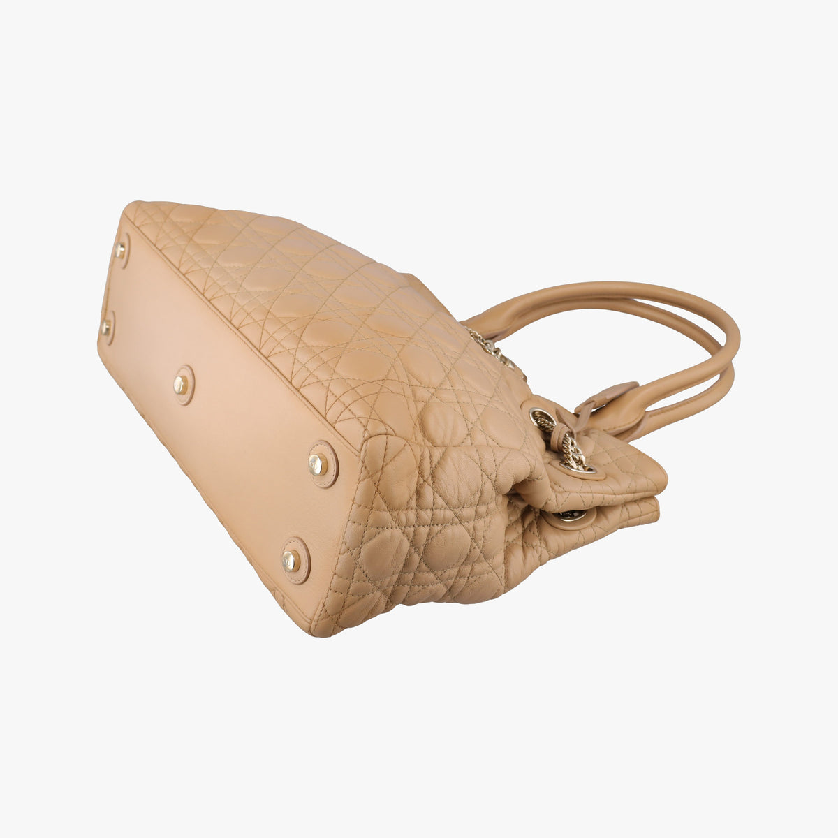 Pre-owned Christian Dior Cannage stitching Camel Lambskin  handbag | stylenewstar