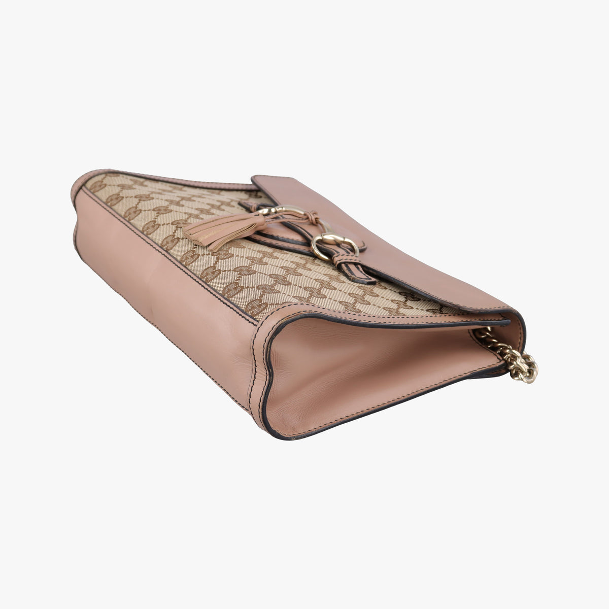 Pre-owned Gucci Emily Beige×pink canvas×leather 295402 shoulderbag | stylenewstar