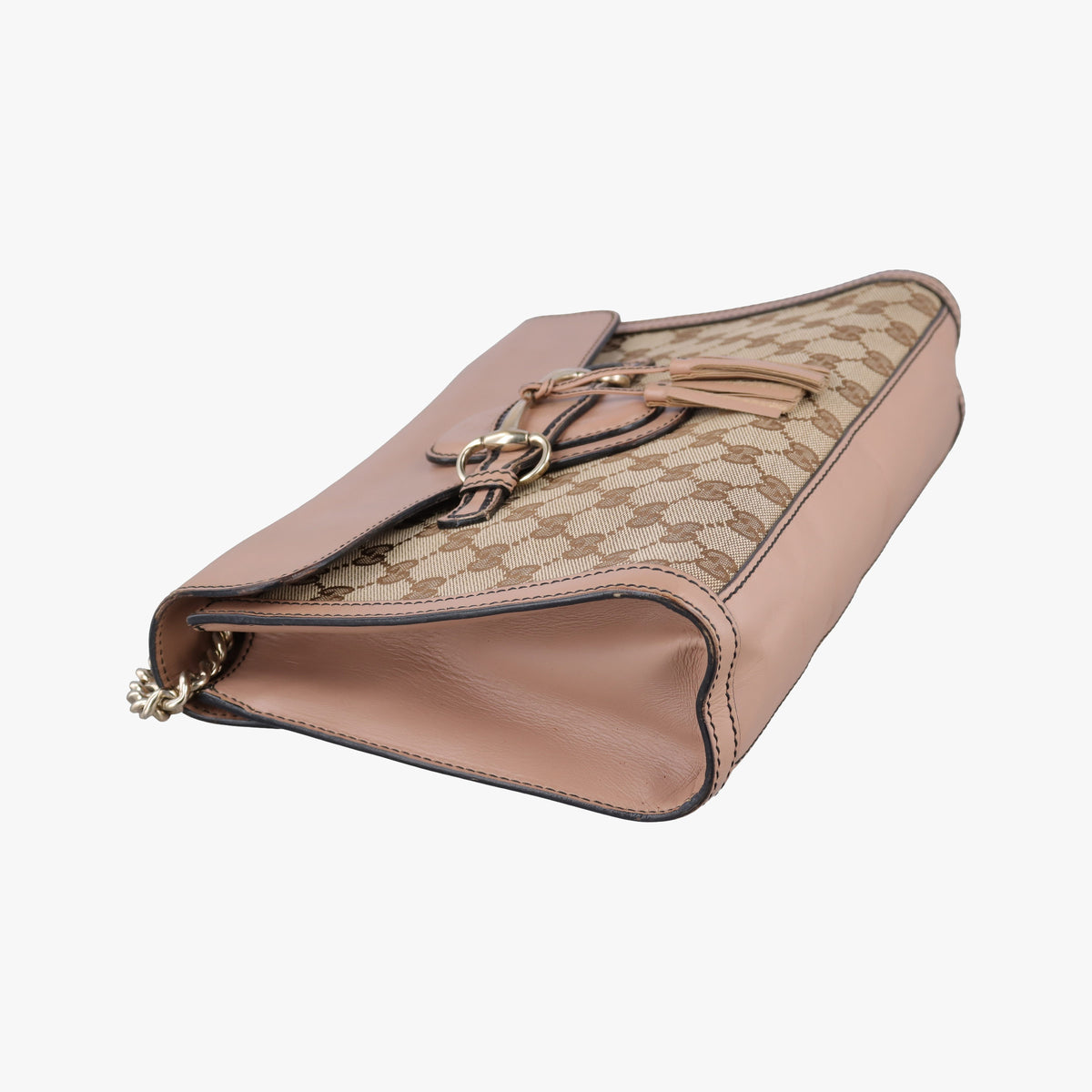 Pre-owned Gucci Emily Beige×pink canvas×leather 295402 shoulderbag | stylenewstar