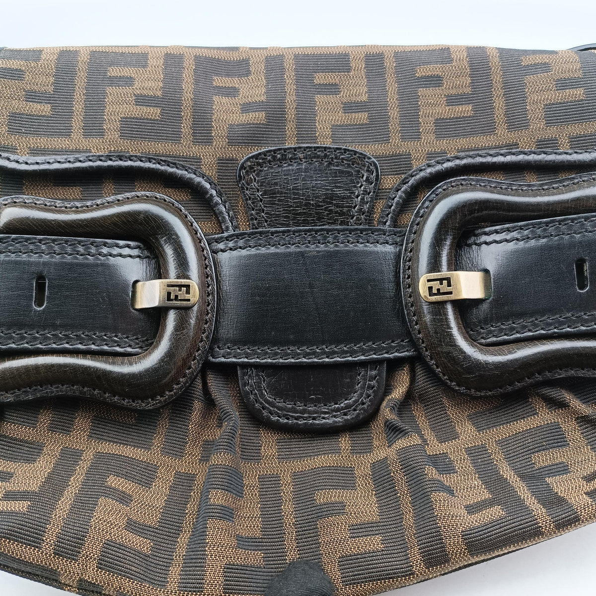 Vintage Fendi B bag zucca Brown×Black Canvas×Leather 8BR551 shoulderbag | stylenewstar