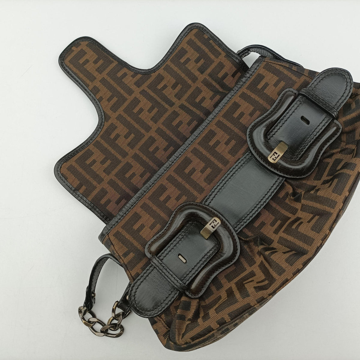 Vintage Fendi B bag zucca Brown×Black Canvas×Leather 8BR551 shoulderbag | stylenewstar