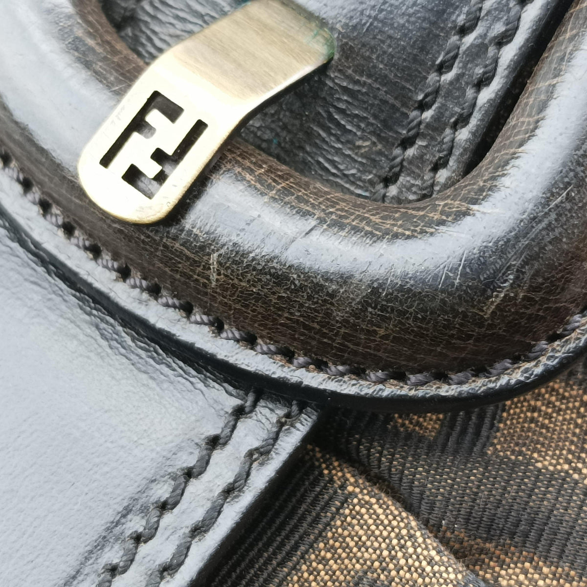 Vintage Fendi B bag zucca Brown×Black Canvas×Leather 8BR551 shoulderbag | stylenewstar