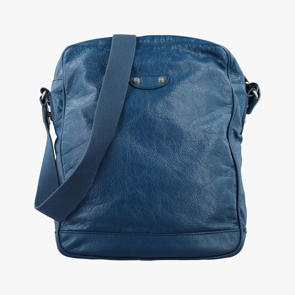 Pre-owned Balenciaga Classical Music Reporter Blue Leather  shoulderbag | stylenewstar
