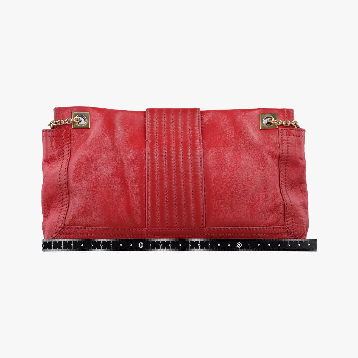 Pre-owned Fendi Baguette Chain Flap Red Leather 8BT129 shoulderbag | stylenewstar
