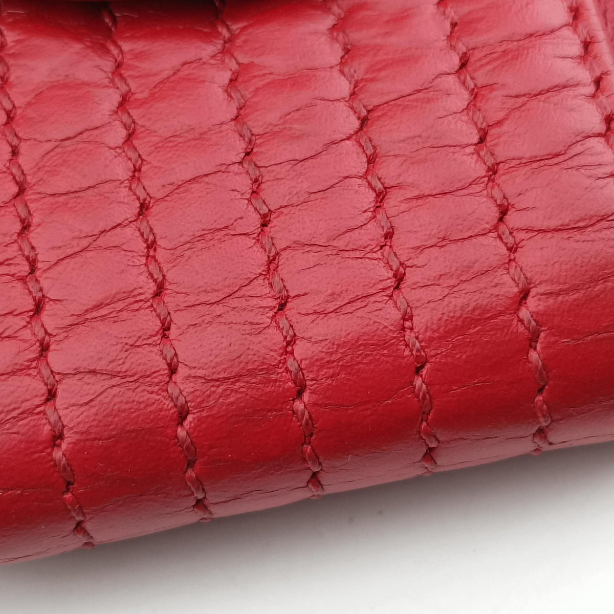 Pre-owned Fendi Baguette Chain Flap Red Leather 8BT129 shoulderbag | stylenewstar