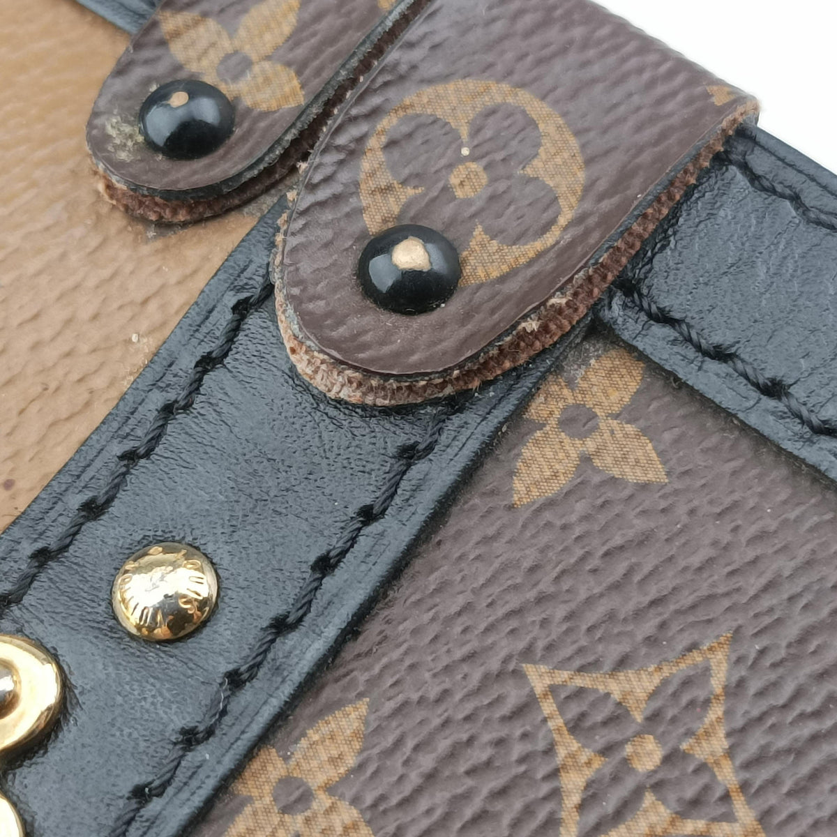 Secondhand Louis Vuitton Trunk Clutch Brown Monogram canvas x calfskin M43596 shoulderbag | stylenewstar