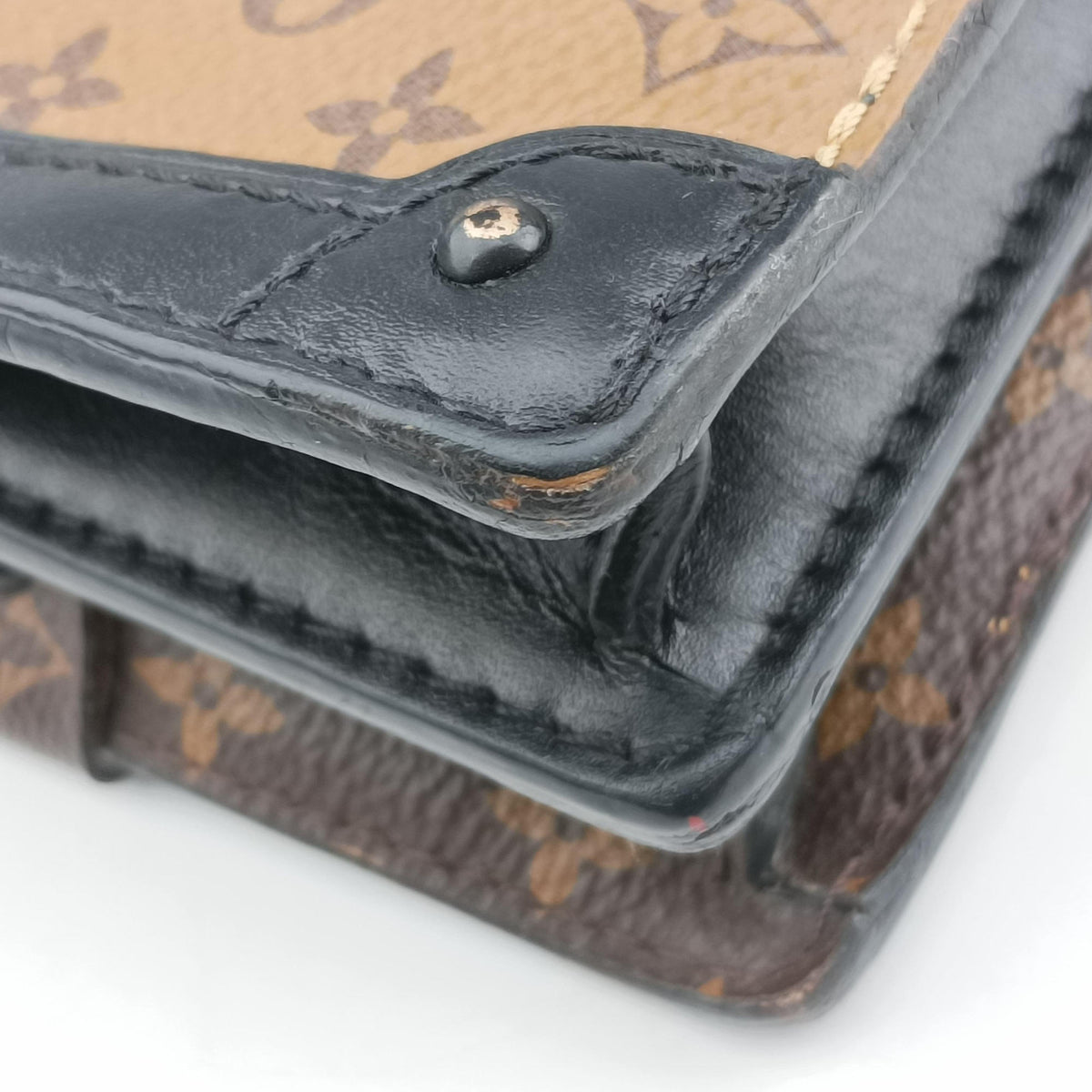 Secondhand Louis Vuitton Trunk Clutch Brown Monogram canvas x calfskin M43596 shoulderbag | stylenewstar