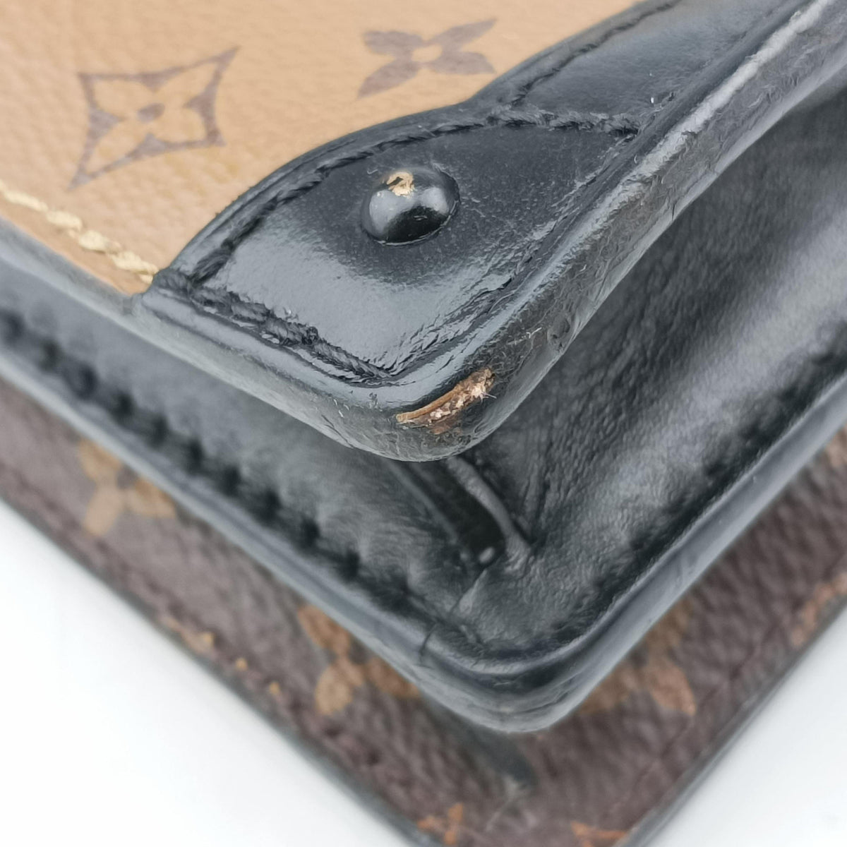 Secondhand Louis Vuitton Trunk Clutch Brown Monogram canvas x calfskin M43596 shoulderbag | stylenewstar