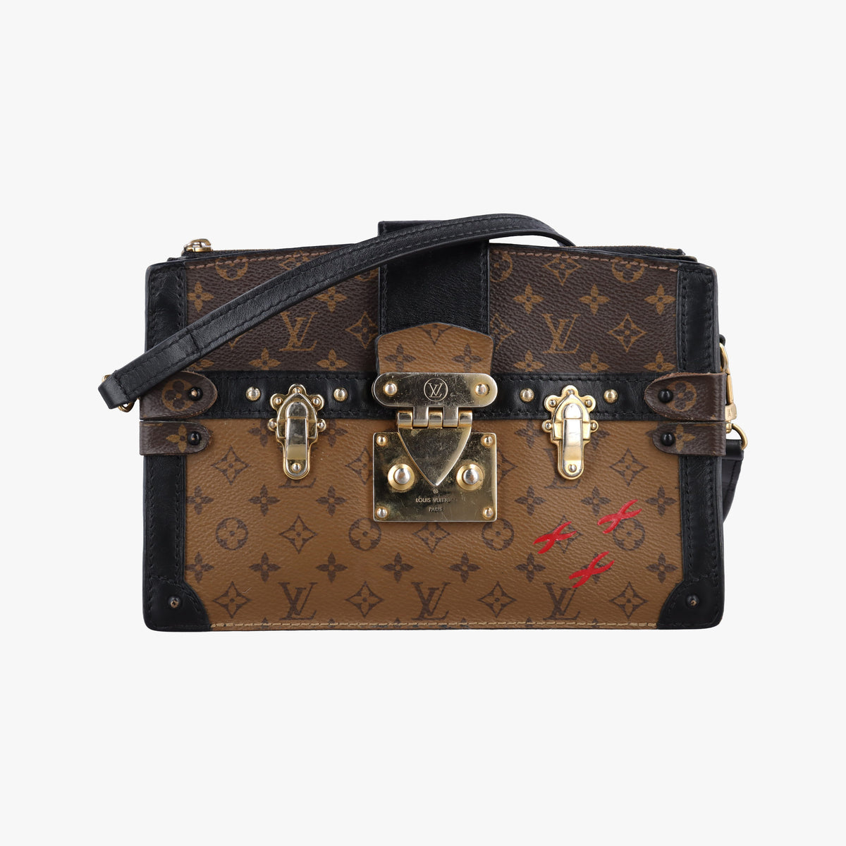 Secondhand Louis Vuitton Trunk Clutch Brown Monogram canvas x calfskin M43596 shoulderbag | stylenewstar