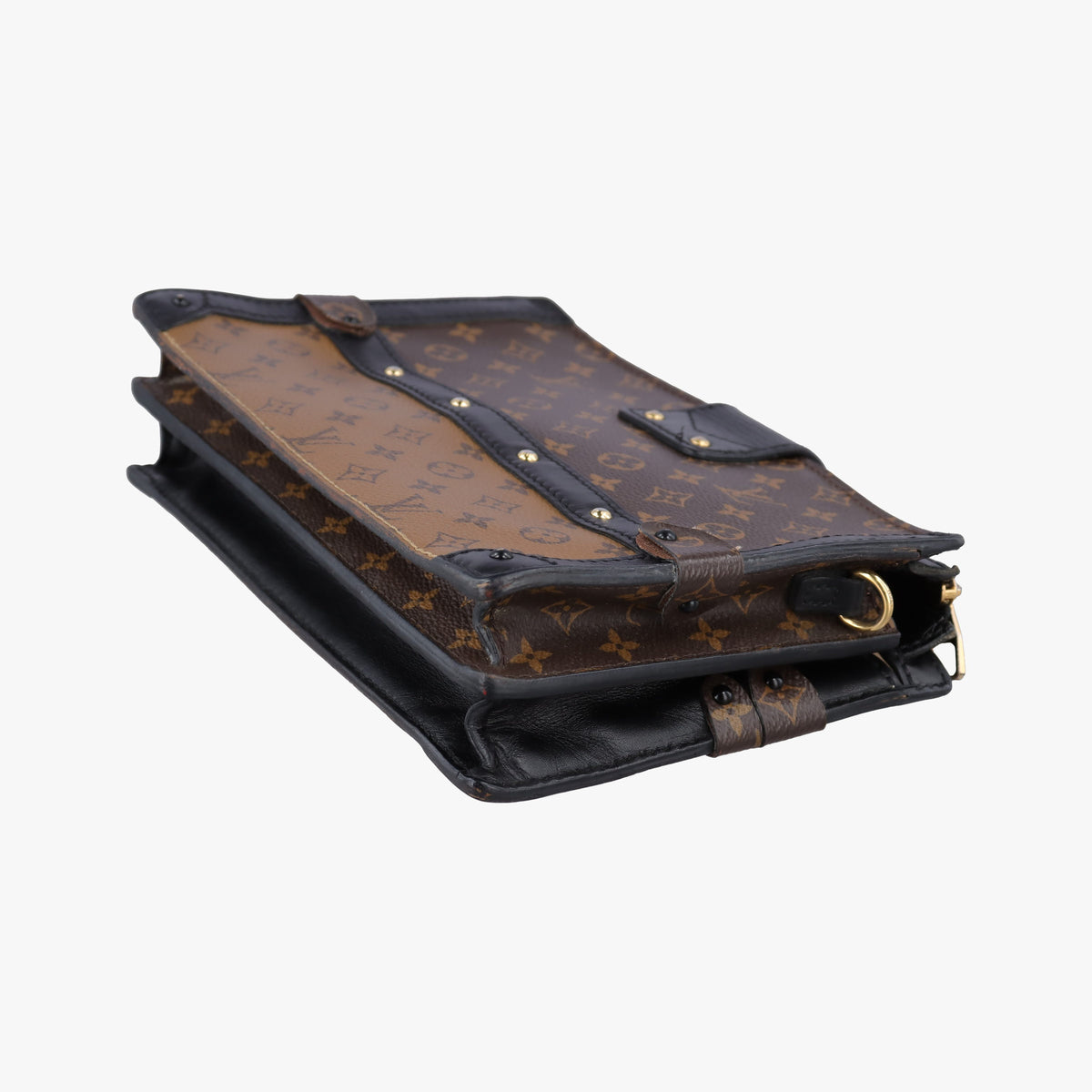 Secondhand Louis Vuitton Trunk Clutch Brown Monogram canvas x calfskin M43596 shoulderbag | stylenewstar