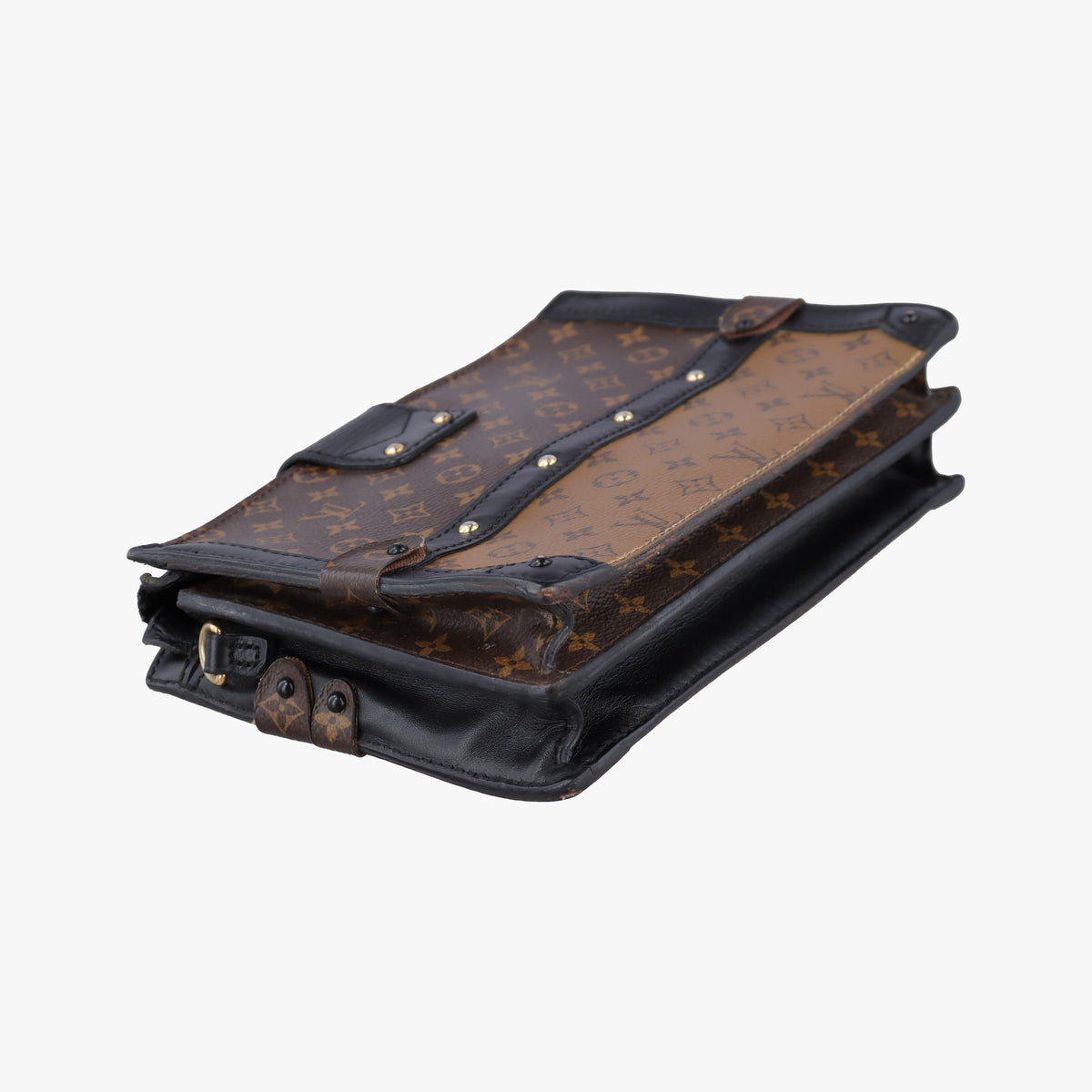 Secondhand Louis Vuitton Trunk Clutch Brown Monogram canvas x calfskin M43596 shoulderbag | stylenewstar