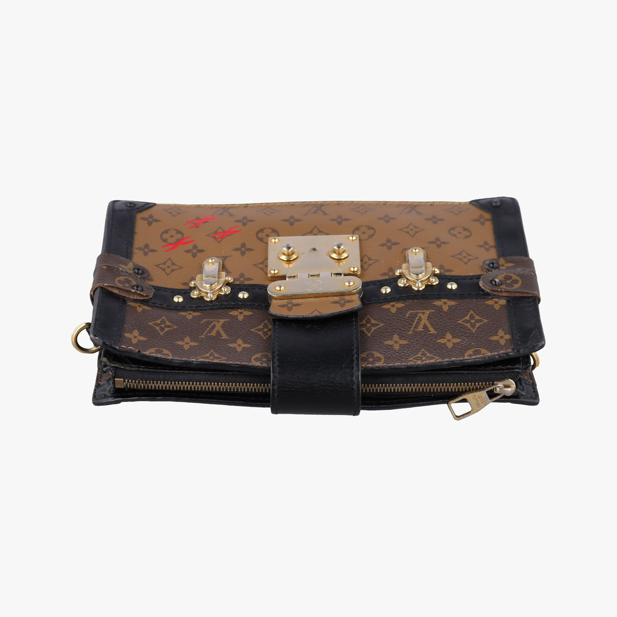 Secondhand Louis Vuitton Trunk Clutch Brown Monogram canvas x calfskin M43596 shoulderbag | stylenewstar