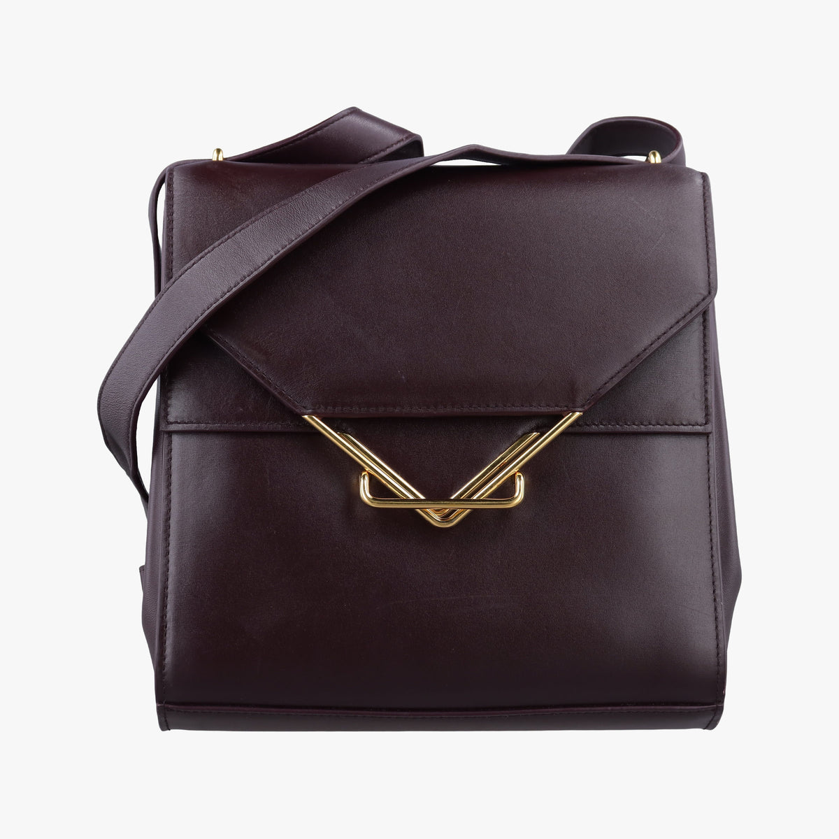 Pre-owned Bottega Veneta The Clip Burgundy Leather  shoulderbag | stylenewstar