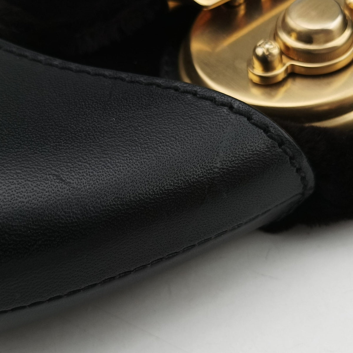 Vintage Fendi B Mix Black Leather×Fur 8BK038 handbag | stylenewstar