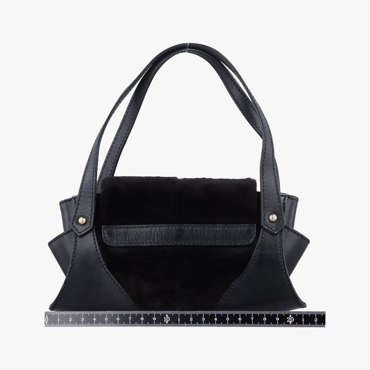 Vintage Fendi B Mix Black Leather×Fur 8BK038 handbag | stylenewstar