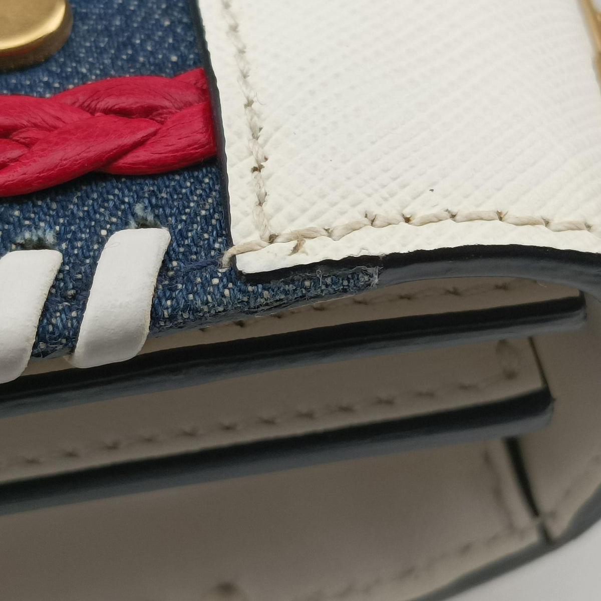 Vintage Prada Cahier tassen Leder Multicolour Leather×Denim 1BD045 shoulderbag | stylenewstar