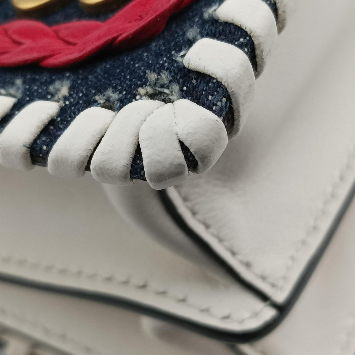 Vintage Prada Cahier tassen Leder Multicolour Leather×Denim 1BD045 shoulderbag | stylenewstar