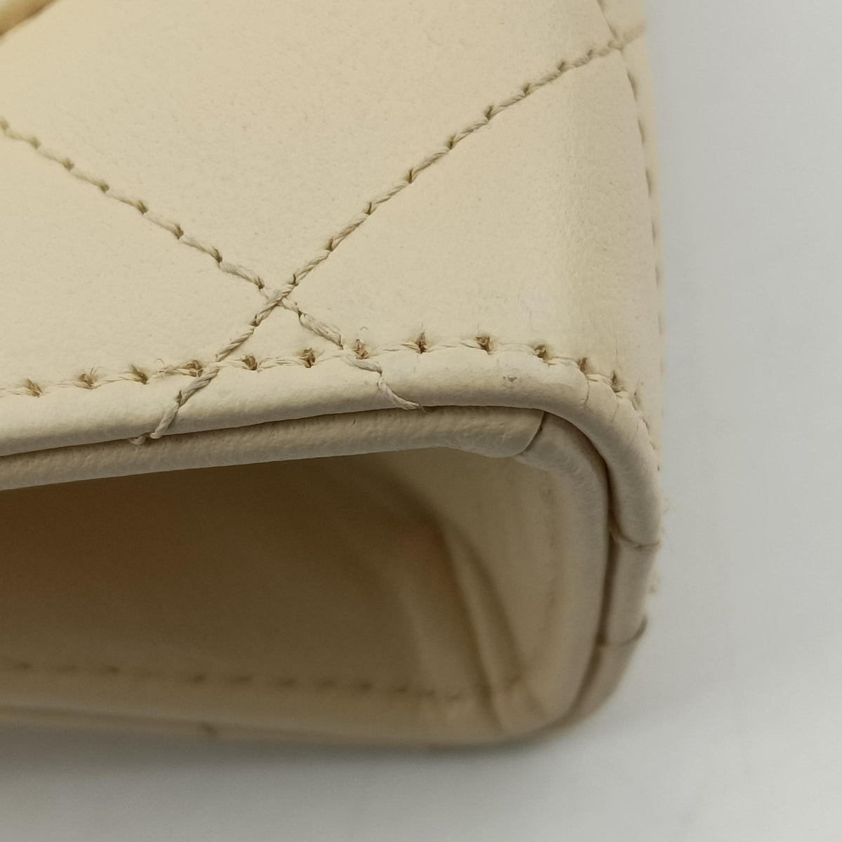 Vintage Chanel CC Button Timeless Wristlet Clutch Bag Beige lambskin AS0178 handbag | stylenewstar
