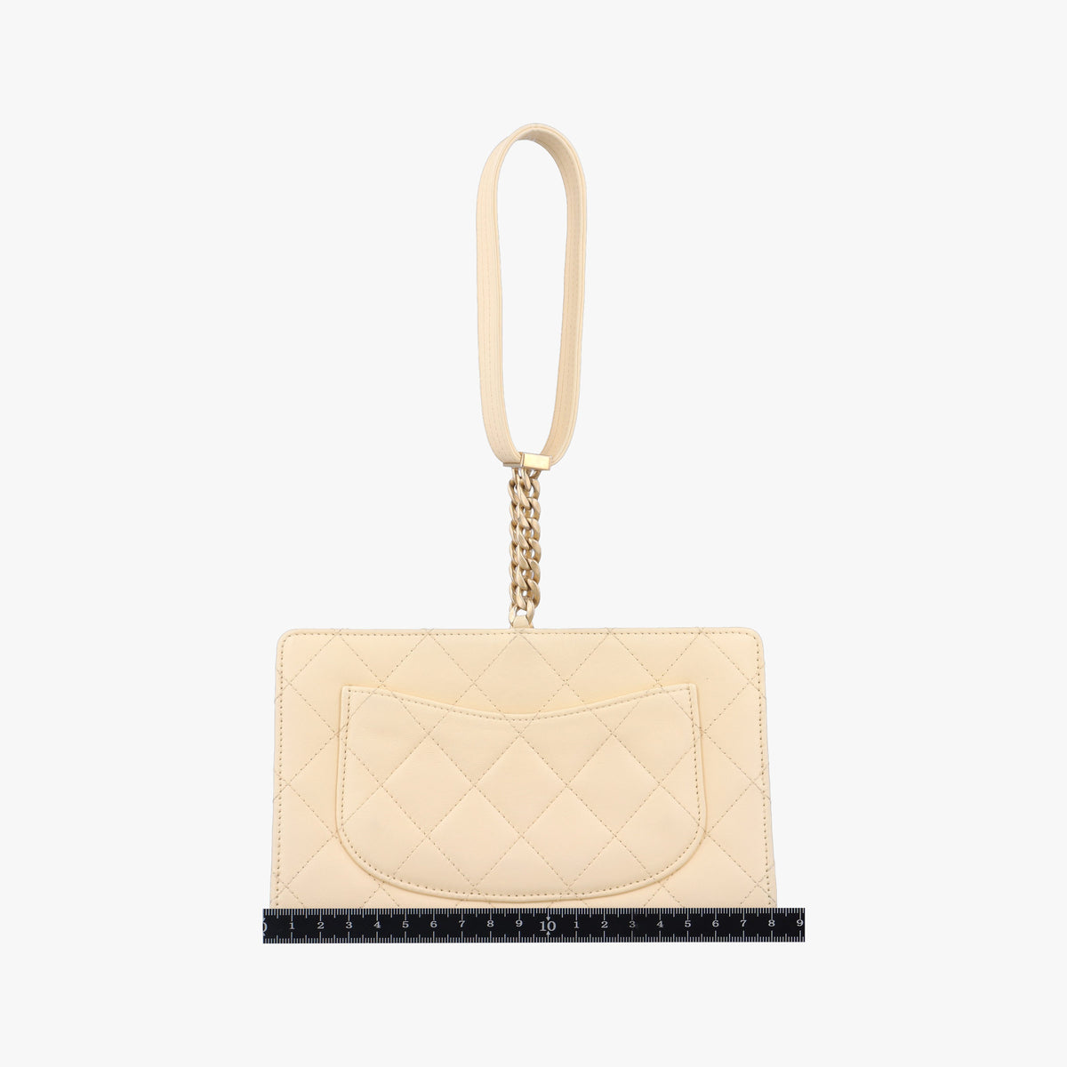 Vintage Chanel CC Button Timeless Wristlet Clutch Bag Beige lambskin AS0178 handbag | stylenewstar