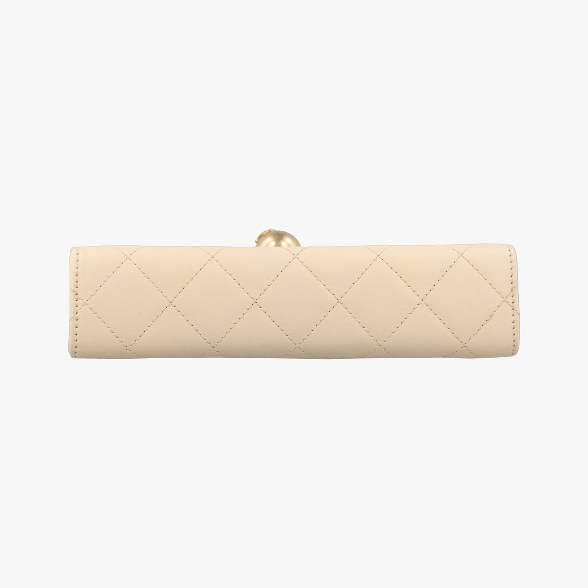 Vintage Chanel CC Button Timeless Wristlet Clutch Bag Beige lambskin AS0178 handbag | stylenewstar
