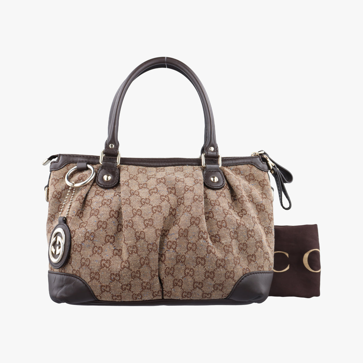 Pre-owned Gucci Sukey Beige×Brown canvas×leather 247902 handbag | stylenewstar