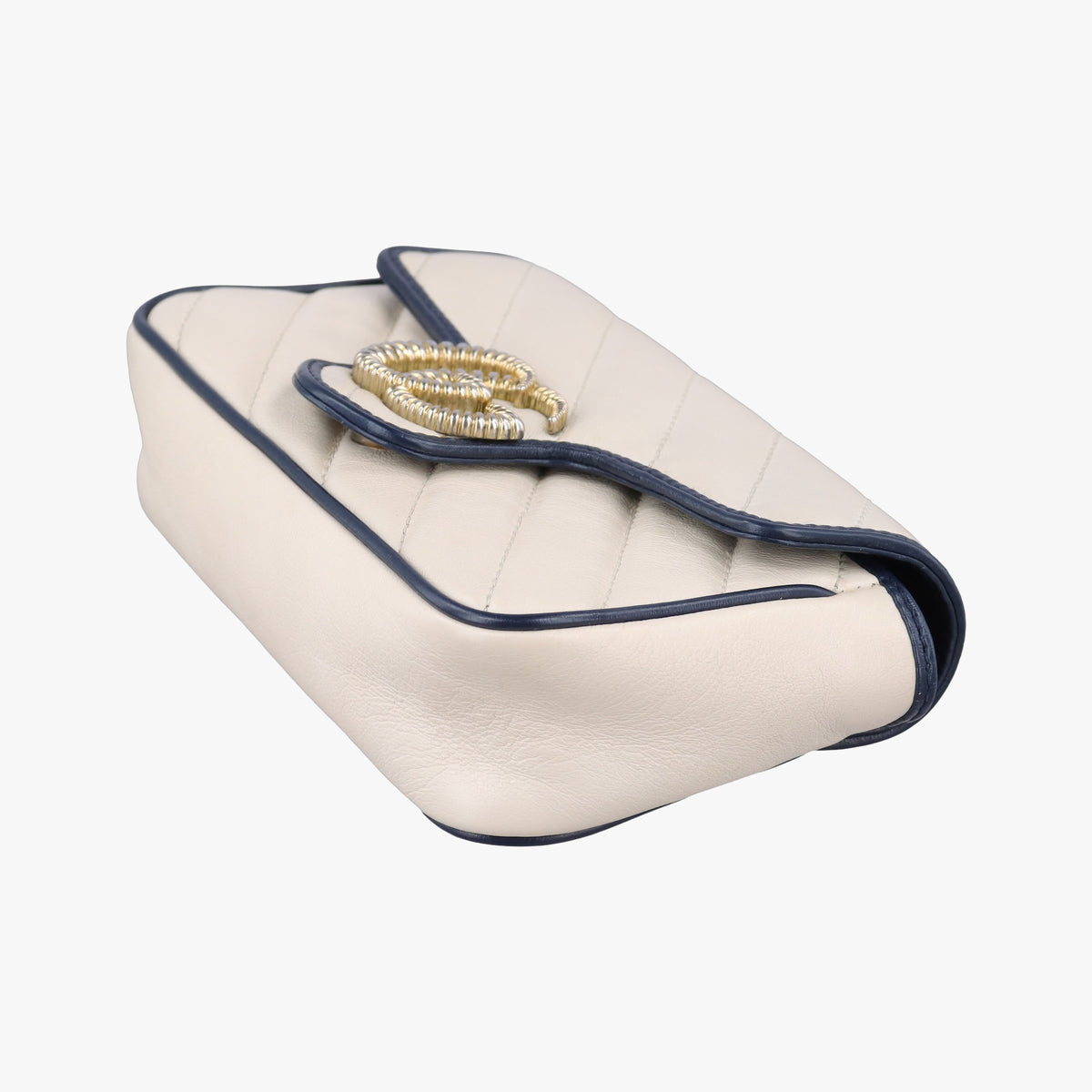 Secondhand Gucci GG Marmont White×navy Leather 574969 shoulderbag | stylenewstar