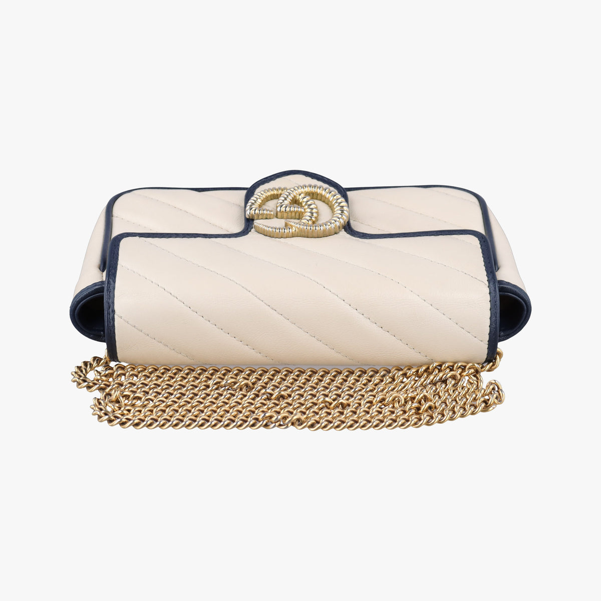 Secondhand Gucci GG Marmont White×navy Leather 574969 shoulderbag | stylenewstar