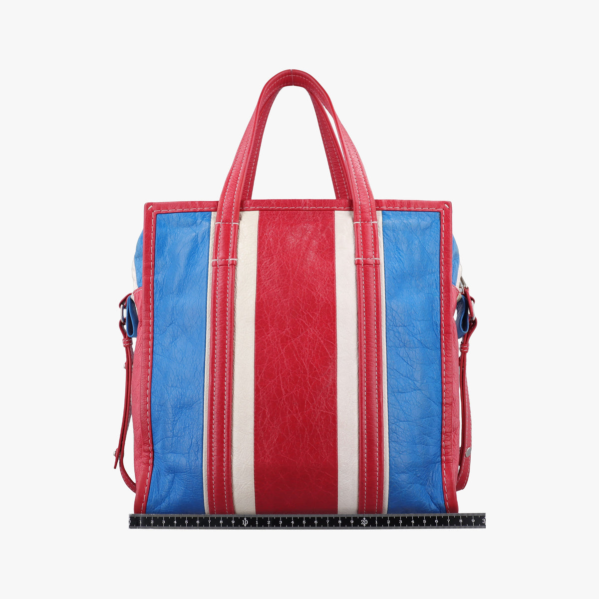 Pre-owned Balenciaga BAZAR SHOPPER Red × Blue × White Leather  handbag | stylenewstar