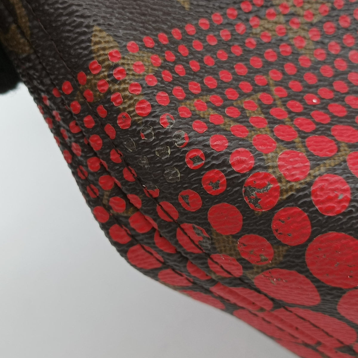 Pre-owned Louis Vuitton NEVERFULL MM Brown×Rouge Monogram Wave Dot M40686 shoulderbag | stylenewstar